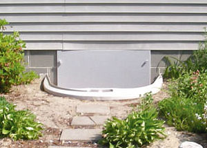 plastic crawl space access well installed in a Alexandria crawl space