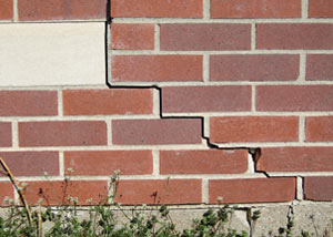 a foundation wall crack on a Potomac home.