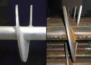 a proper and improper helical blade system in two different foundation piers in Bethesda.