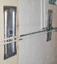 A foundation wall anchor system used to repair a basement wall in Rockville