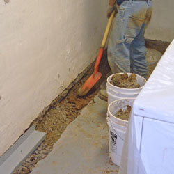 Digging a trench for a French Drain system in Washington D.C.